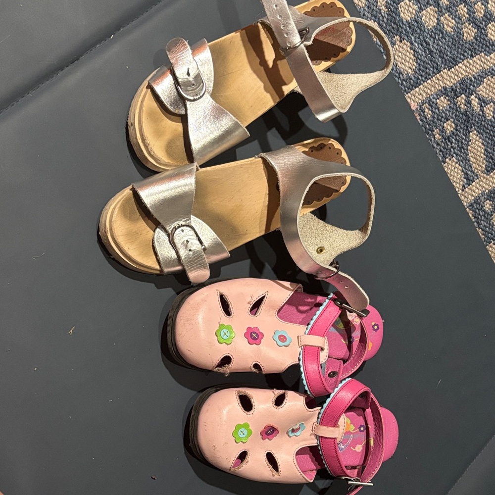 Stylish Pink and Silver Kids Sandals